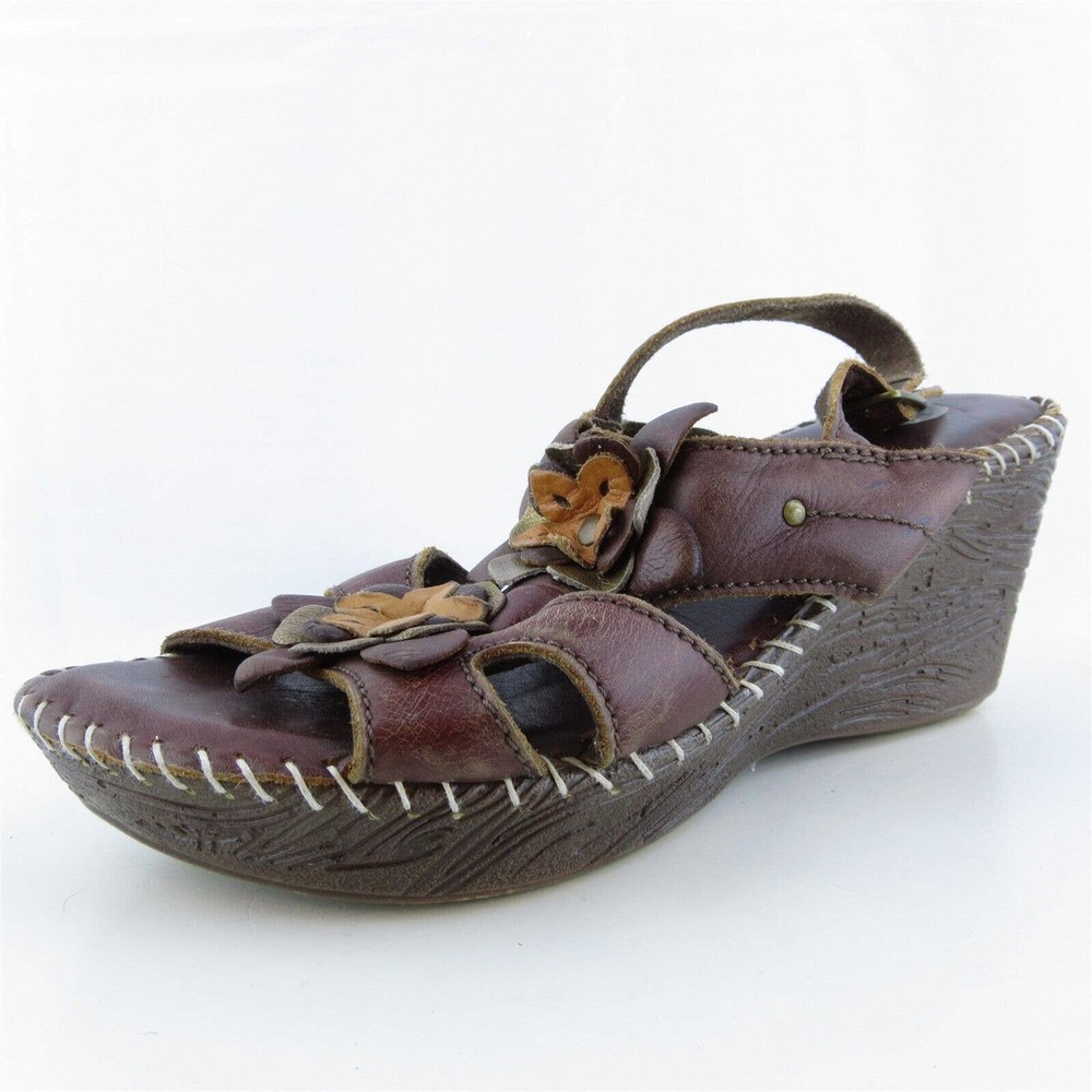 Heavenly Feet Women Gladiator‎ Shoes Brown Leather Buckle Size 8 Medium (B, M)